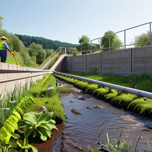 Home 4 **
A vibrant ecosystem restoration project, showcasing collaboration between an ecological engineer examining plant life and a civil engineer inspecting soil stability. Depict a restored riverbank with diverse flora and fauna, alongside engineered structures like a fish ladder, demonstrating harmony between nature and technology.
**